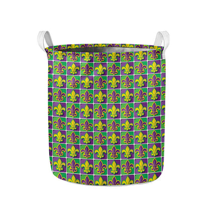 Mardi Gras Fleur De Lis Pattern Print Collapsible Laundry Basket