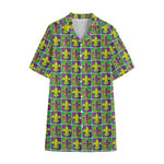 Mardi Gras Fleur De Lis Pattern Print Cotton Hawaiian Shirt