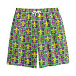 Mardi Gras Fleur De Lis Pattern Print Cotton Shorts