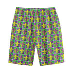 Mardi Gras Fleur De Lis Pattern Print Cotton Shorts