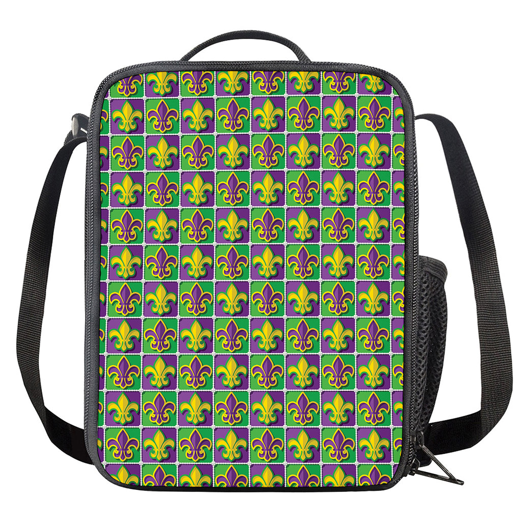 Mardi Gras Fleur De Lis Pattern Print Crossbody Lunch Bag