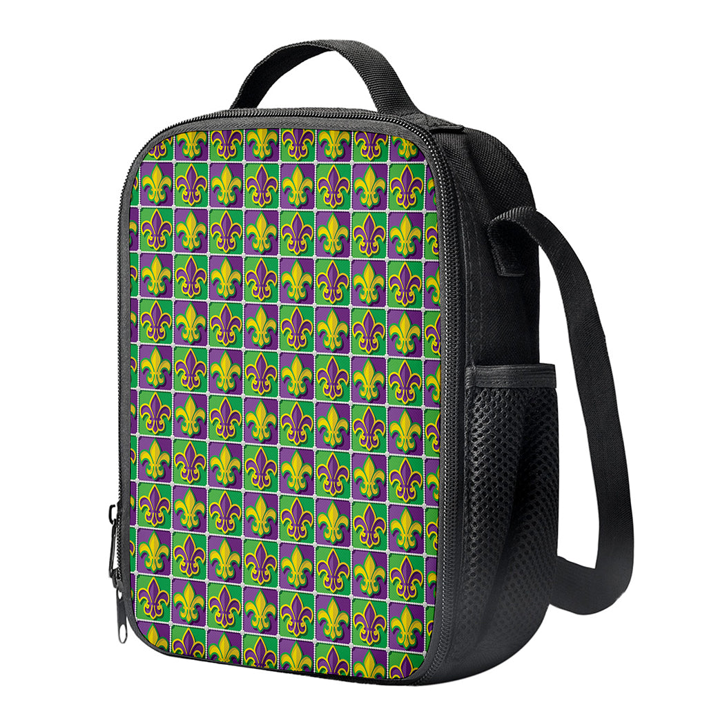 Mardi Gras Fleur De Lis Pattern Print Crossbody Lunch Bag
