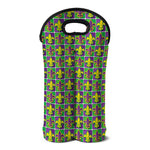 Mardi Gras Fleur De Lis Pattern Print Double Neoprene Wine Tote