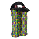 Mardi Gras Fleur De Lis Pattern Print Double Neoprene Wine Tote