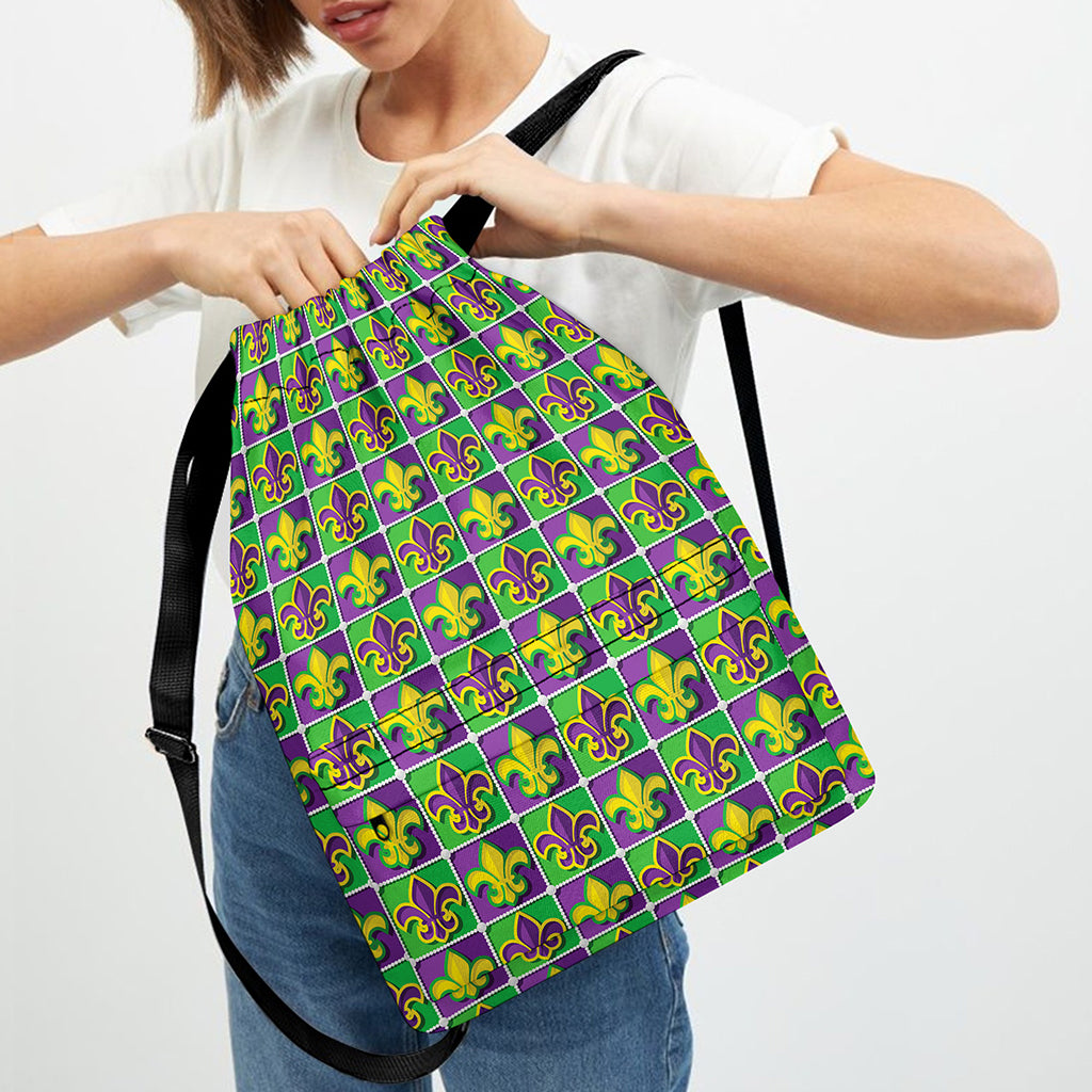 Mardi Gras Fleur De Lis Pattern Print Drawstring Backpack