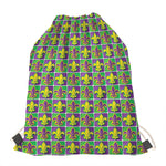 Mardi Gras Fleur De Lis Pattern Print Drawstring Bag