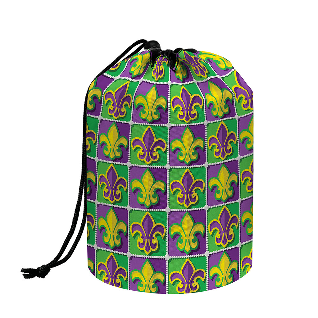 Mardi Gras Fleur De Lis Pattern Print Drawstring Makeup Bag