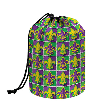 Mardi Gras Fleur De Lis Pattern Print Drawstring Makeup Bag