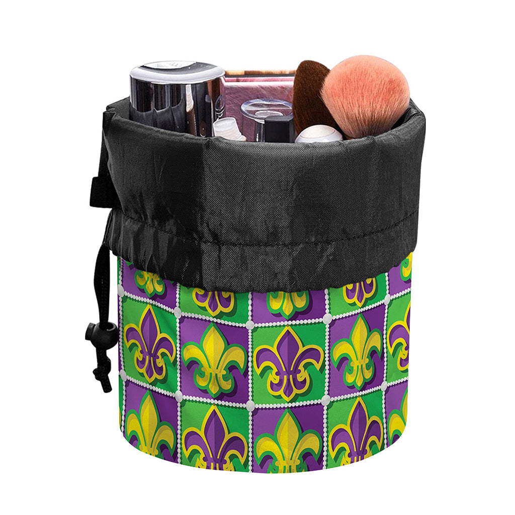 Mardi Gras Fleur De Lis Pattern Print Drawstring Makeup Bag