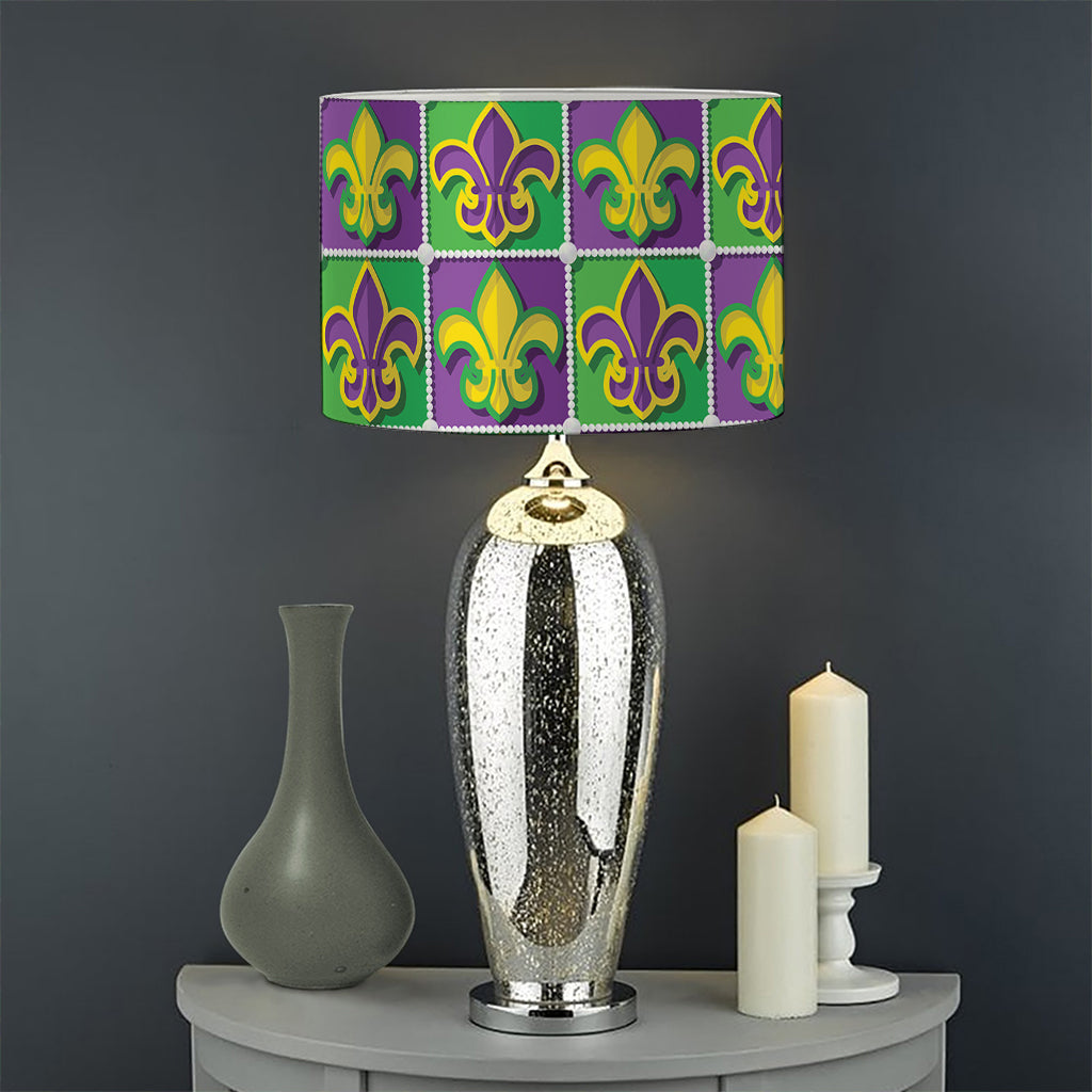Mardi Gras Fleur De Lis Pattern Print Drum Lamp Shade