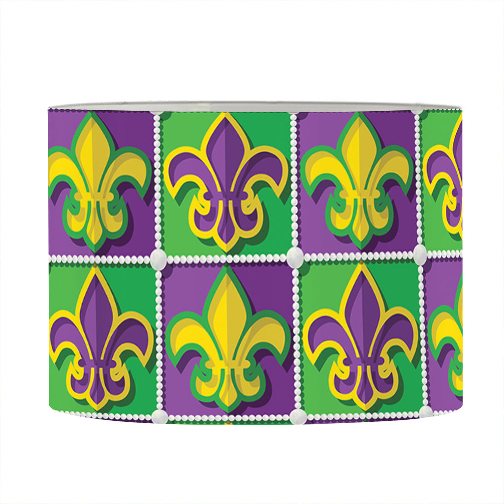 Mardi Gras Fleur De Lis Pattern Print Drum Lamp Shade