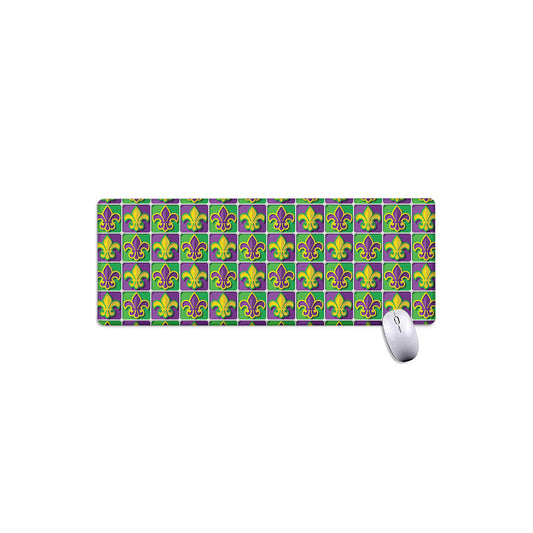 Mardi Gras Fleur De Lis Pattern Print Extended Mouse Pad