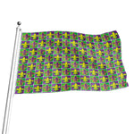 Mardi Gras Fleur De Lis Pattern Print Flag