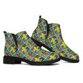 Mardi Gras Fleur De Lis Pattern Print Flat Ankle Boots