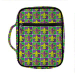Mardi Gras Fleur De Lis Pattern Print Front Pocket Bible Bag