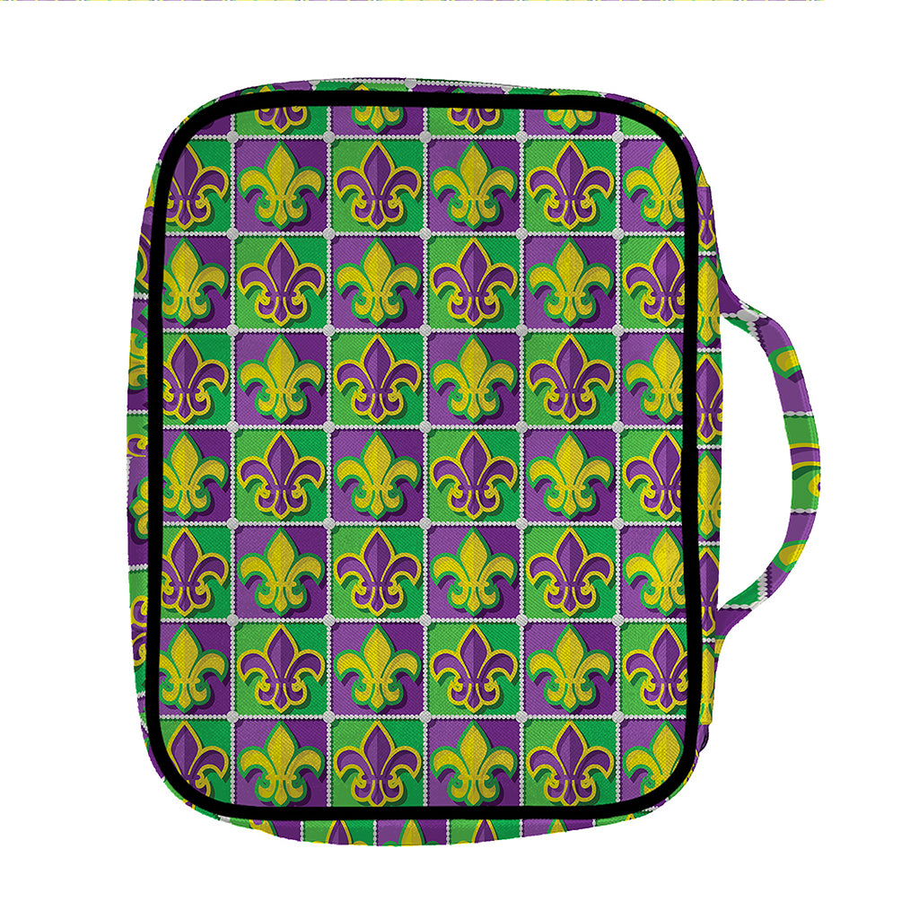 Mardi Gras Fleur De Lis Pattern Print Front Pocket Bible Bag