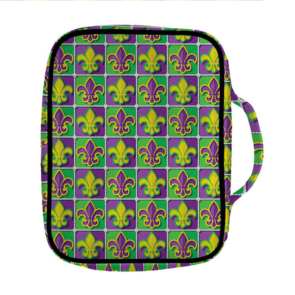 Mardi Gras Fleur De Lis Pattern Print Front Pocket Bible Bag