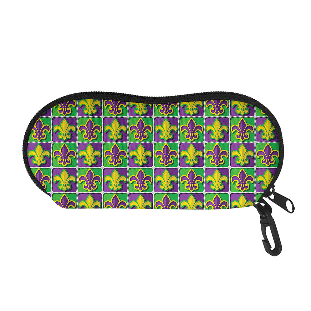 Mardi Gras Fleur De Lis Pattern Print Glasses Case
