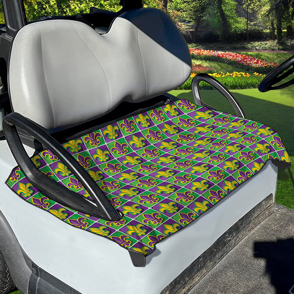 Mardi Gras Fleur De Lis Pattern Print Golf Cart Seat Cover