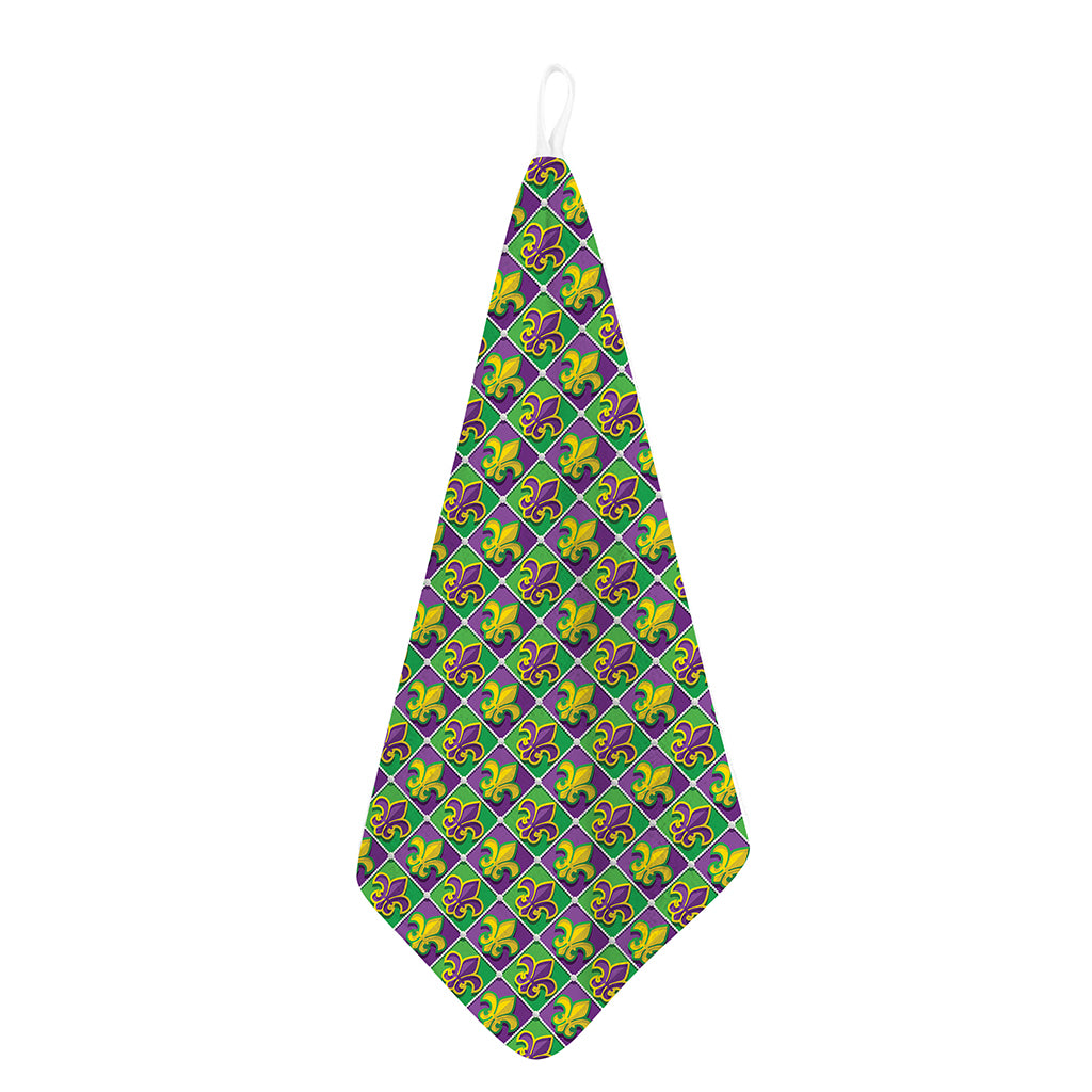Mardi Gras Fleur De Lis Pattern Print Hand Towel