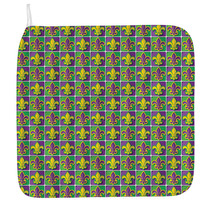 Mardi Gras Fleur De Lis Pattern Print Hand Towel