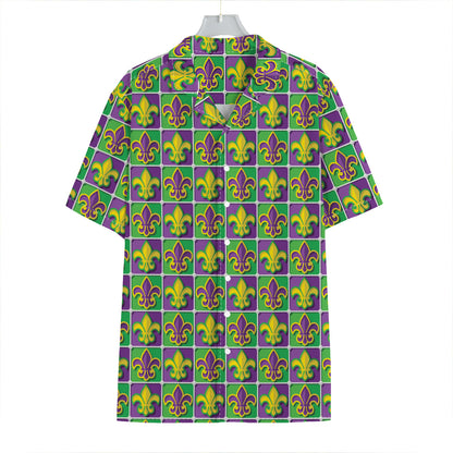 Mardi Gras Fleur De Lis Pattern Print Hawaiian Shirt