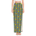 Mardi Gras Fleur De Lis Pattern Print High Slit Maxi Skirt
