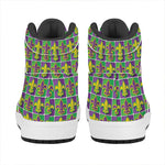 Mardi Gras Fleur De Lis Pattern Print High Top Leather Sneakers