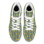 Mardi Gras Fleur De Lis Pattern Print High Top Leather Sneakers