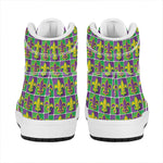 Mardi Gras Fleur De Lis Pattern Print High Top Leather Sneakers