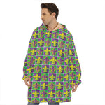 Mardi Gras Fleur De Lis Pattern Print Hoodie Blanket