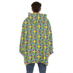Mardi Gras Fleur De Lis Pattern Print Hoodie Blanket