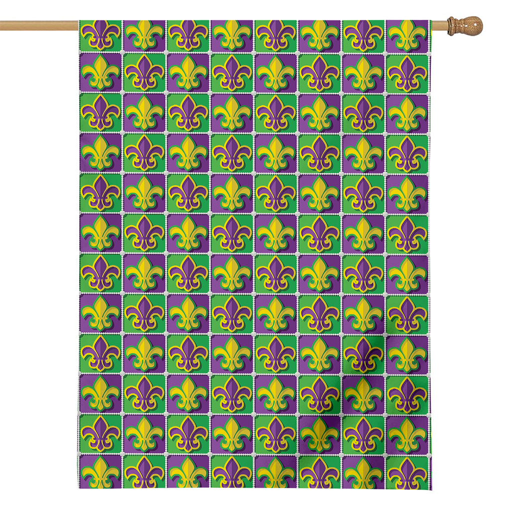 Mardi Gras Fleur De Lis Pattern Print House Flag