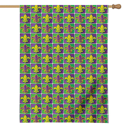Mardi Gras Fleur De Lis Pattern Print House Flag