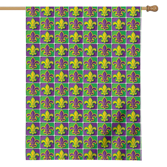 Mardi Gras Fleur De Lis Pattern Print House Flag