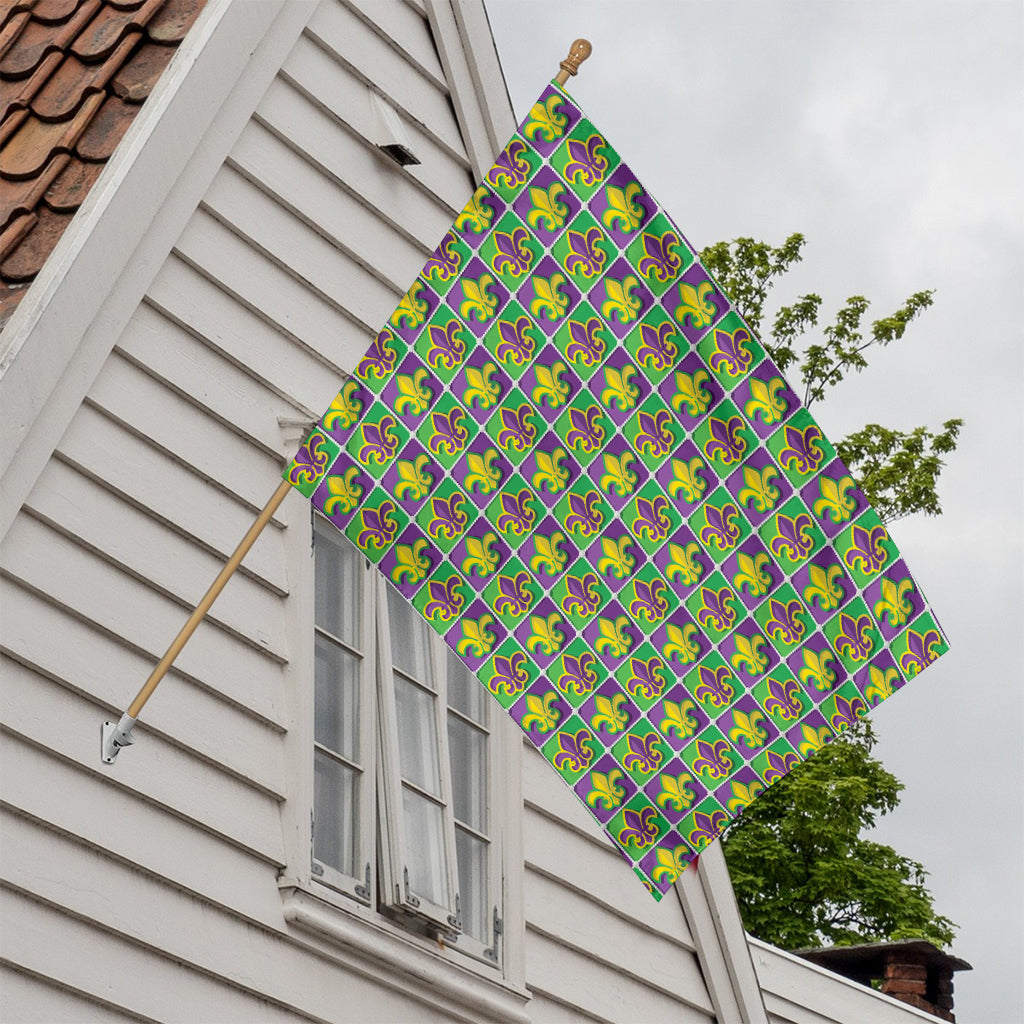 Mardi Gras Fleur De Lis Pattern Print House Flag