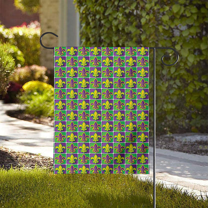 Mardi Gras Fleur De Lis Pattern Print House Flag
