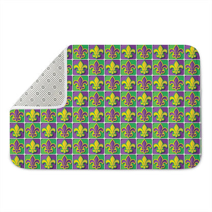 Mardi Gras Fleur De Lis Pattern Print Indoor Door Mat