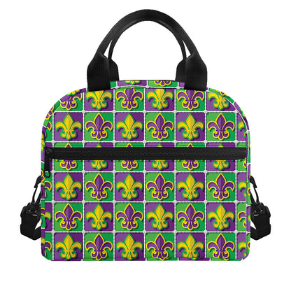 Mardi Gras Fleur De Lis Pattern Print Insulated Lunch Bag