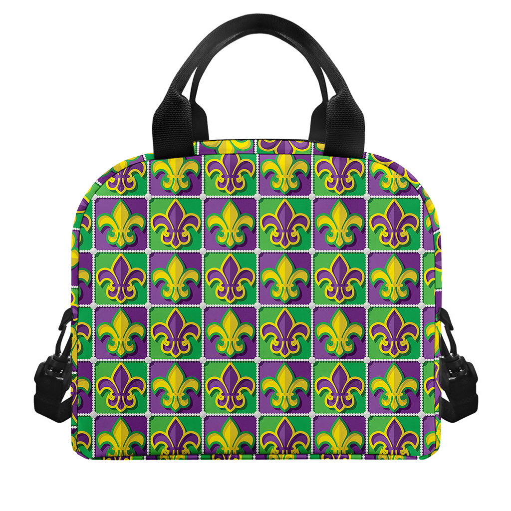 Mardi Gras Fleur De Lis Pattern Print Insulated Lunch Bag