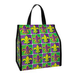 Mardi Gras Fleur De Lis Pattern Print Insulated Lunch Tote