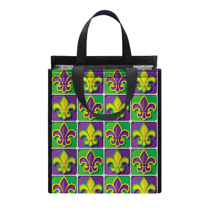 Mardi Gras Fleur De Lis Pattern Print Insulated Lunch Tote