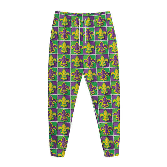 Mardi Gras Fleur De Lis Pattern Print Jogger Pants
