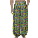 Mardi Gras Fleur De Lis Pattern Print Lantern Pants
