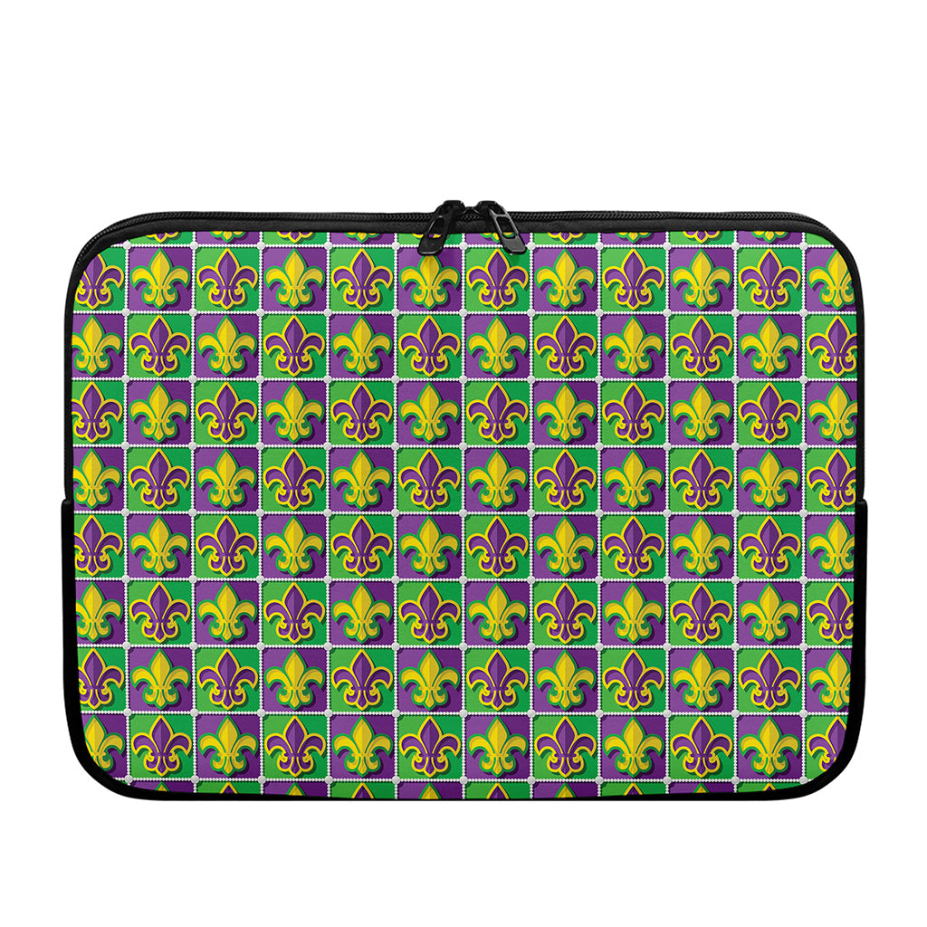 Mardi Gras Fleur De Lis Pattern Print Laptop Sleeve