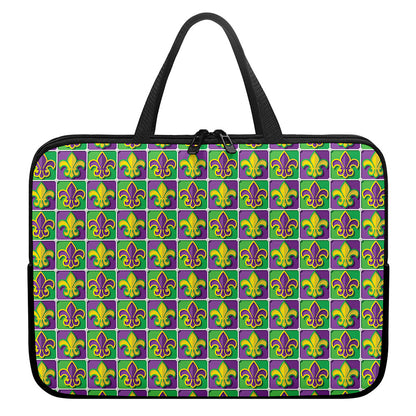 Mardi Gras Fleur De Lis Pattern Print Laptop Sleeve With Handle