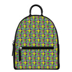 Mardi Gras Fleur De Lis Pattern Print Leather Backpack