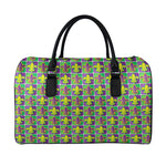 Mardi Gras Fleur De Lis Pattern Print Leather Duffle Bag