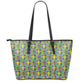 Mardi Gras Fleur De Lis Pattern Print Leather Tote Bag With Zipper