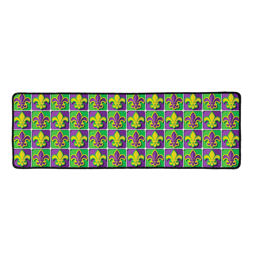 Mardi Gras Fleur De Lis Pattern Print Long Kitchen Mat